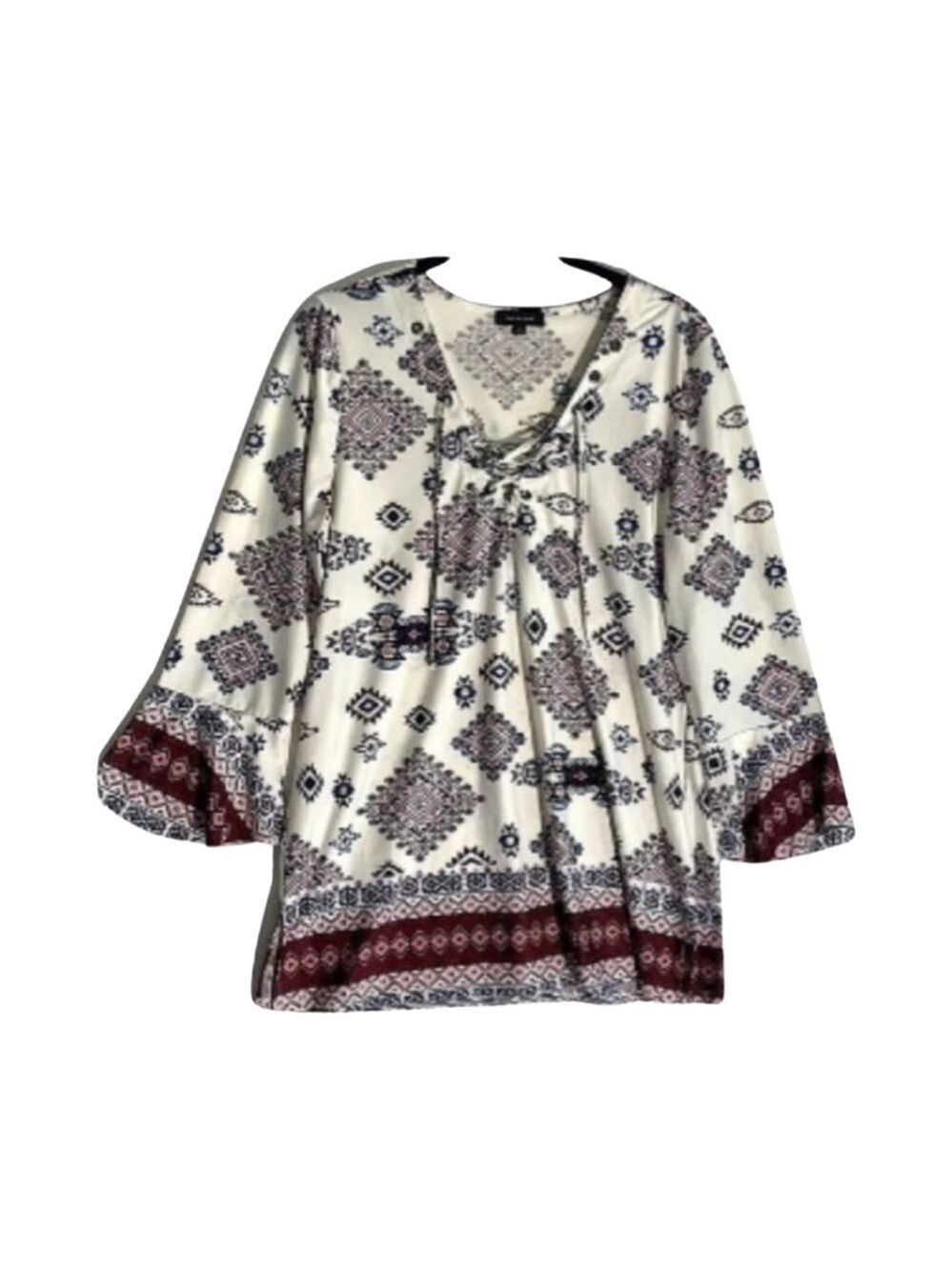 Verve Ami Flowy Boho V-Neck Tunic Top Size M